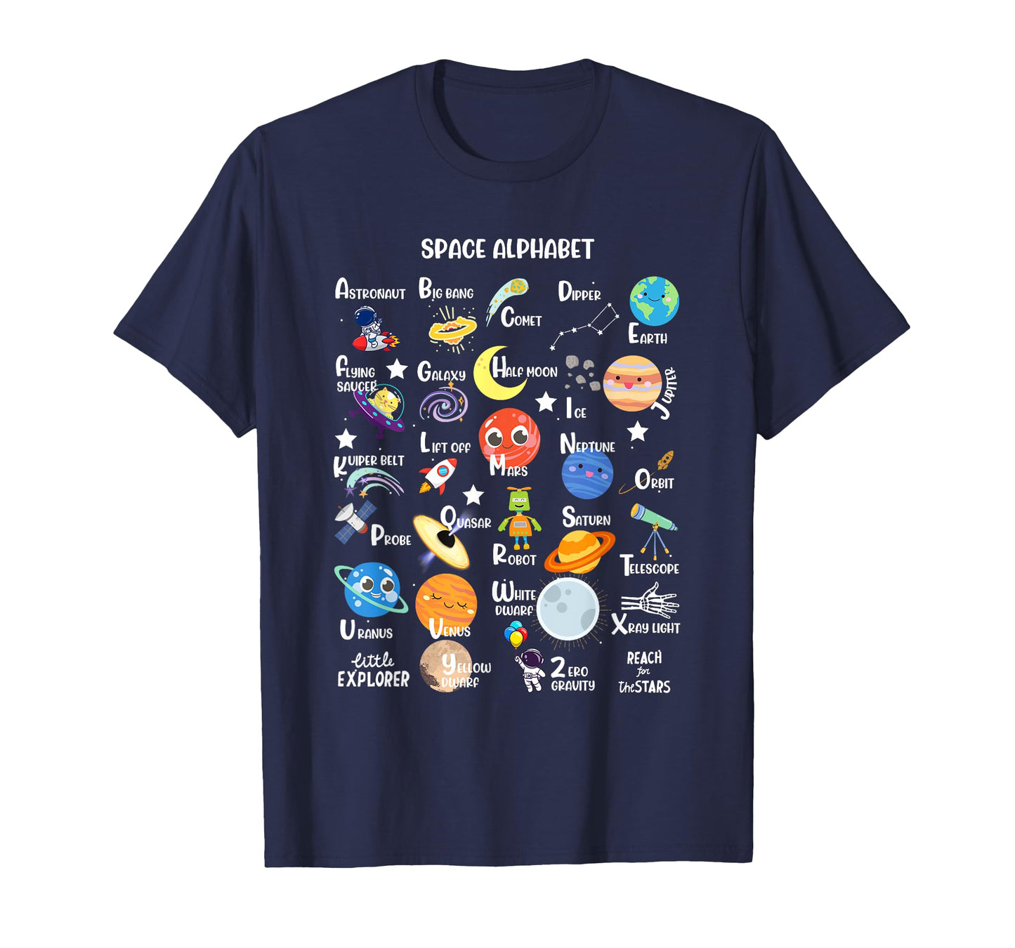 Space Alphabet A-Z ABC of Outer Space STEM Kids T-Shirt