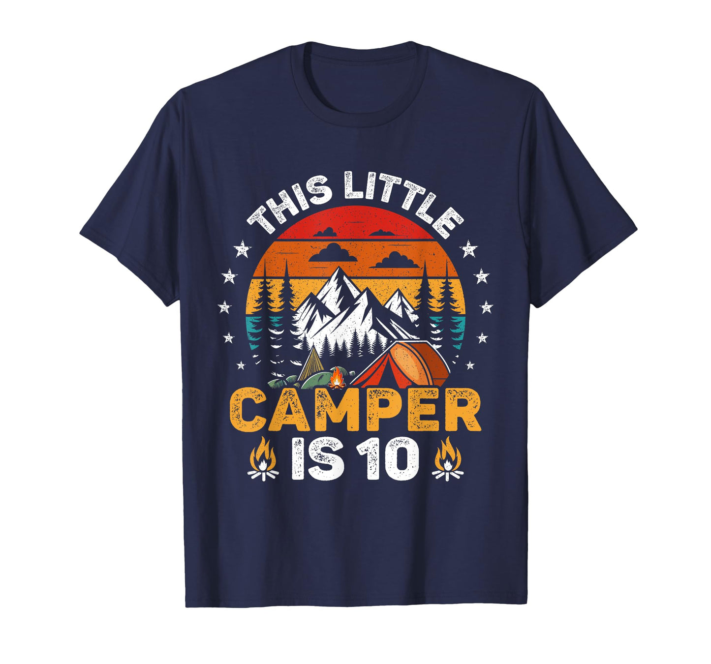This Little Camper is 10 Year Old 10th Birthday Camping Bday T-Shirt