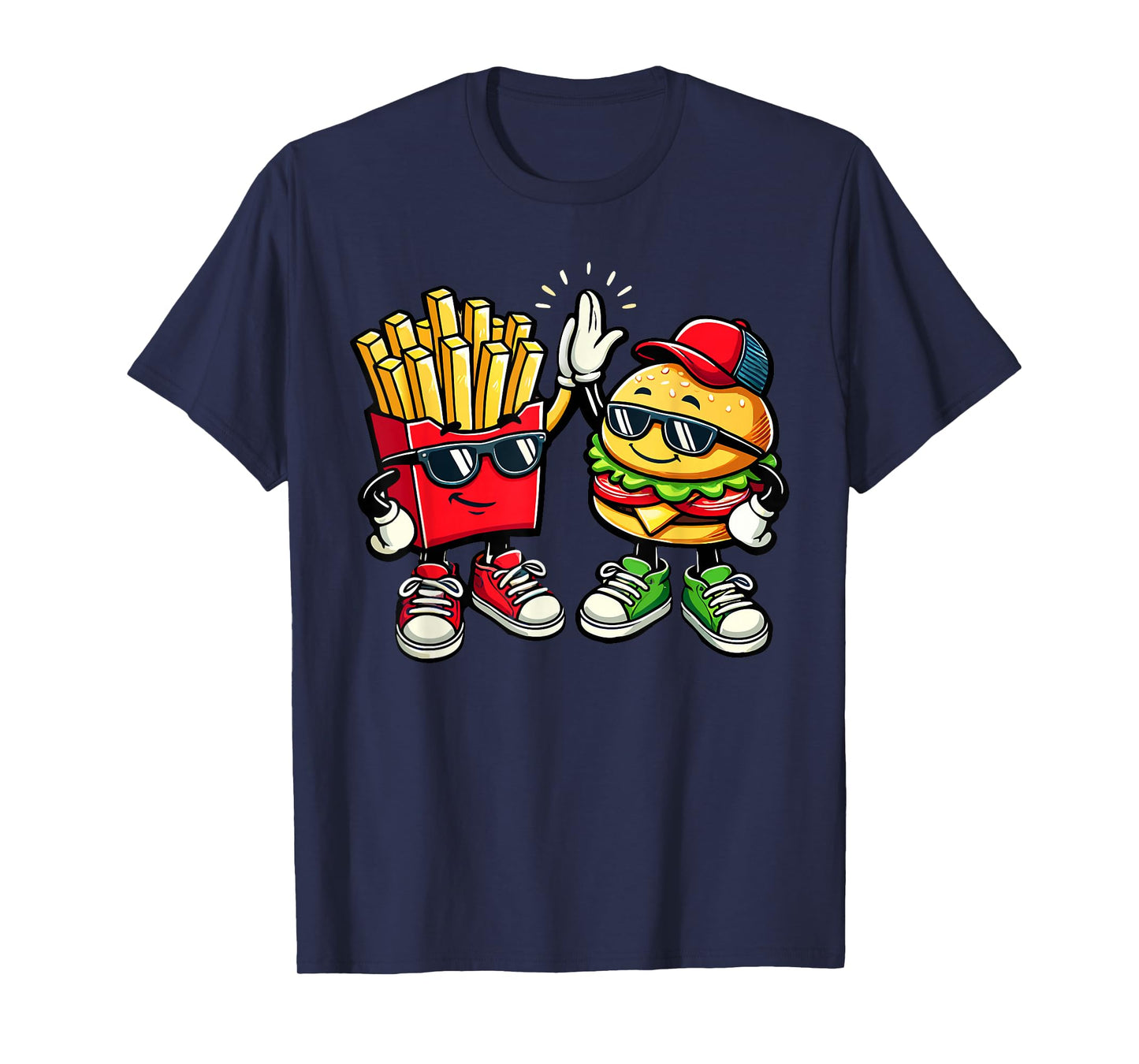 Hamburger Fries High Five | Cool Fun Combo Snacks Funny T-Shirt