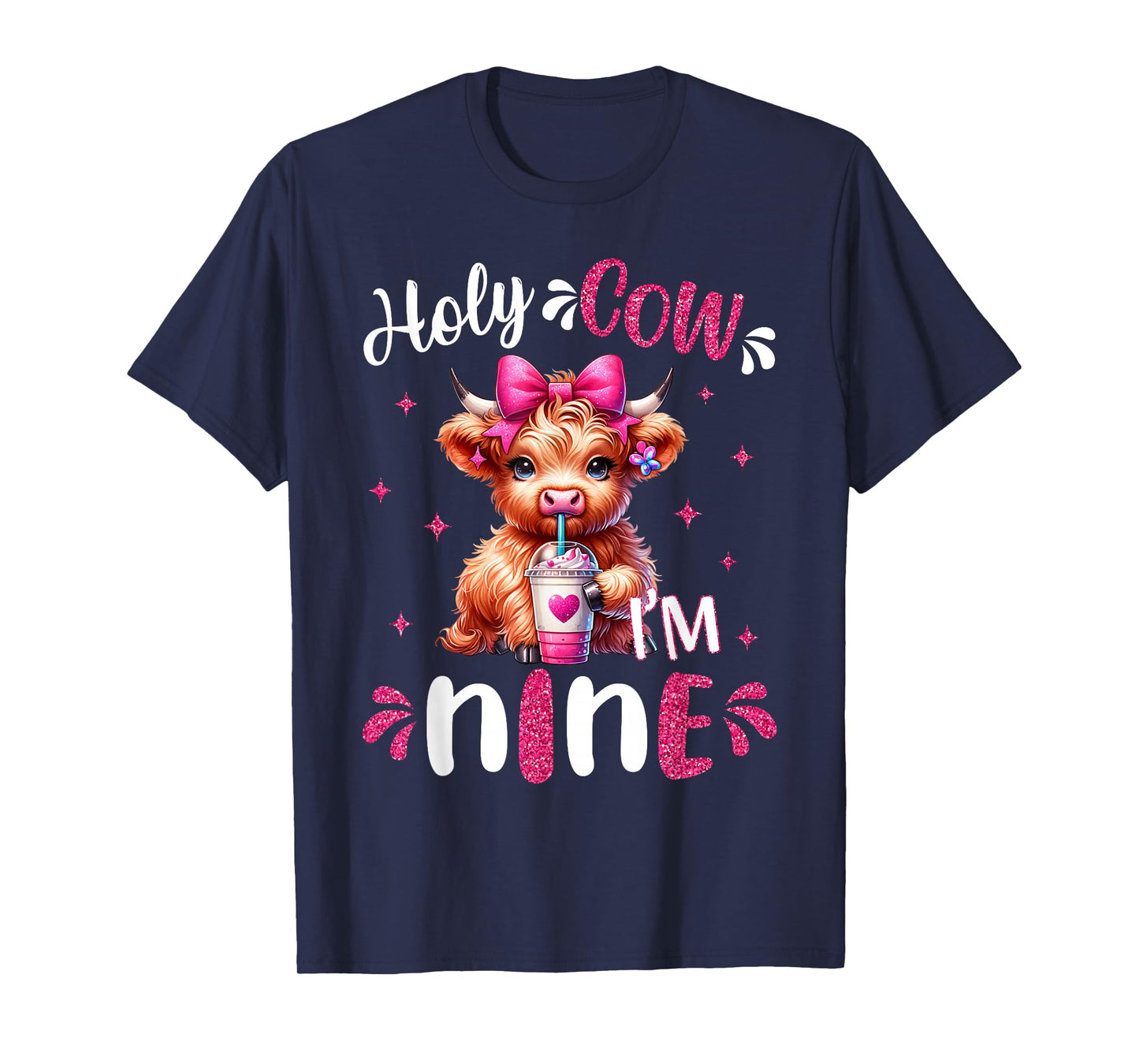 Holy Cow I'm Nine 9 Years Old Girl It's My 9th Birthday T-Shirt
