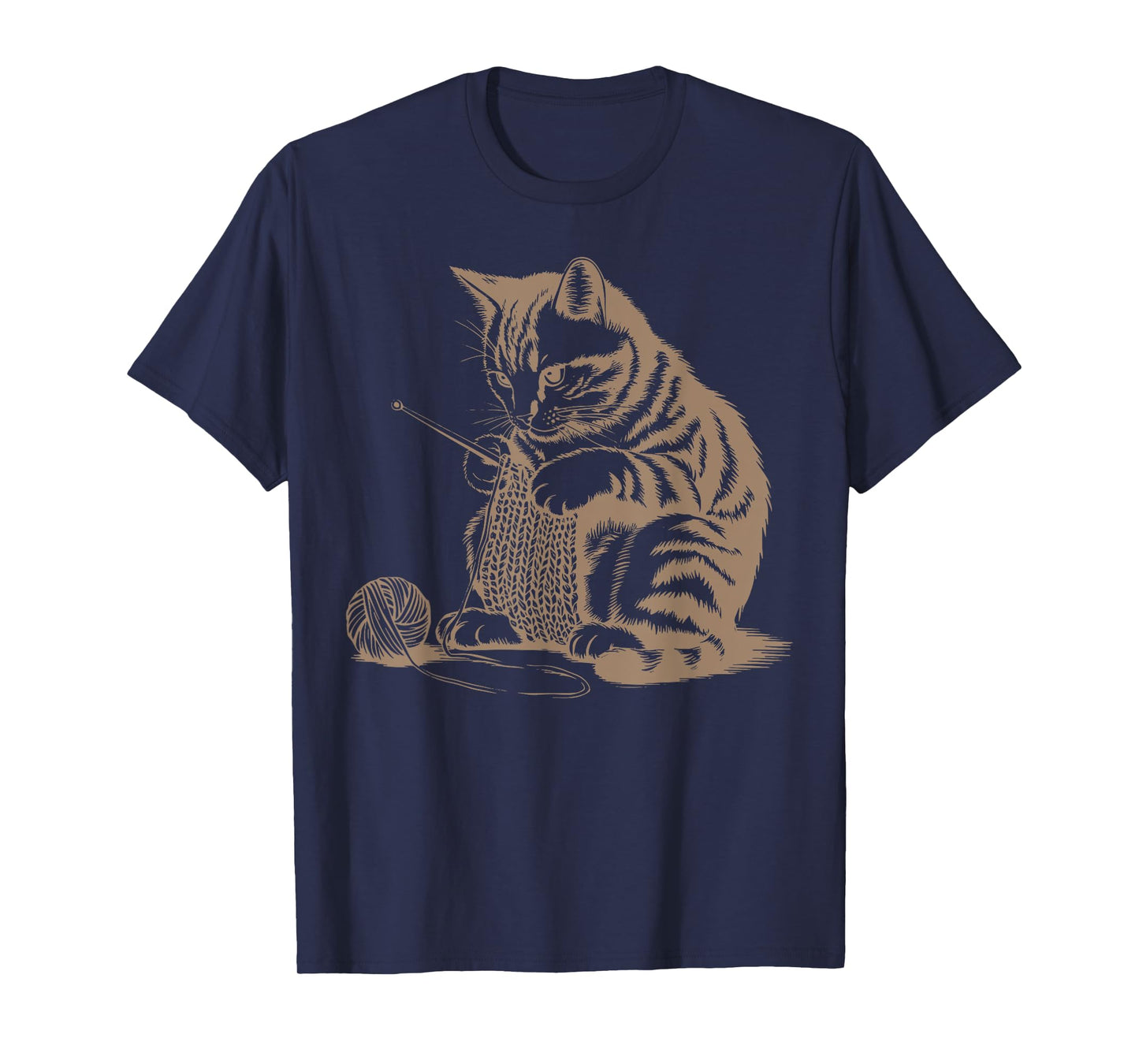 Vintage Cute Cat Crochet Knitting Yarn Knitter Crocheting Men Women Kids T-Shirt