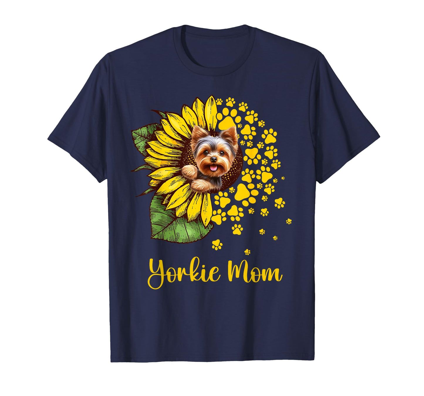 Womens Sunflower Yorkie Mom Dog Lover T-Shirt