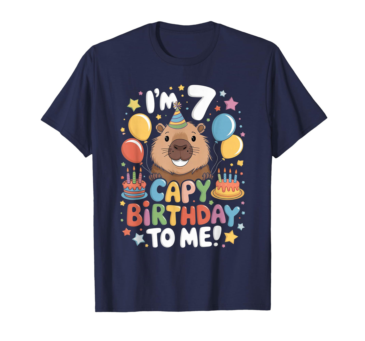 I'm 7 Year Old Capy Birthday To Me 7th Birthday Capybara T-Shirt