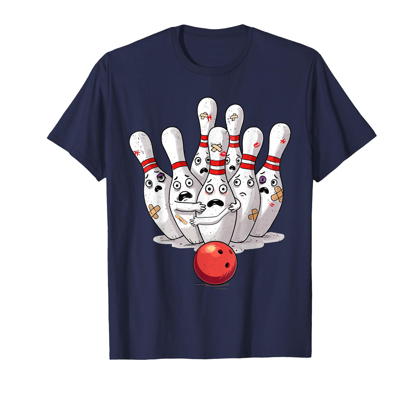Funny Sport Bowler Scared Bowling Pins Retro Sunset Design T-Shirt
