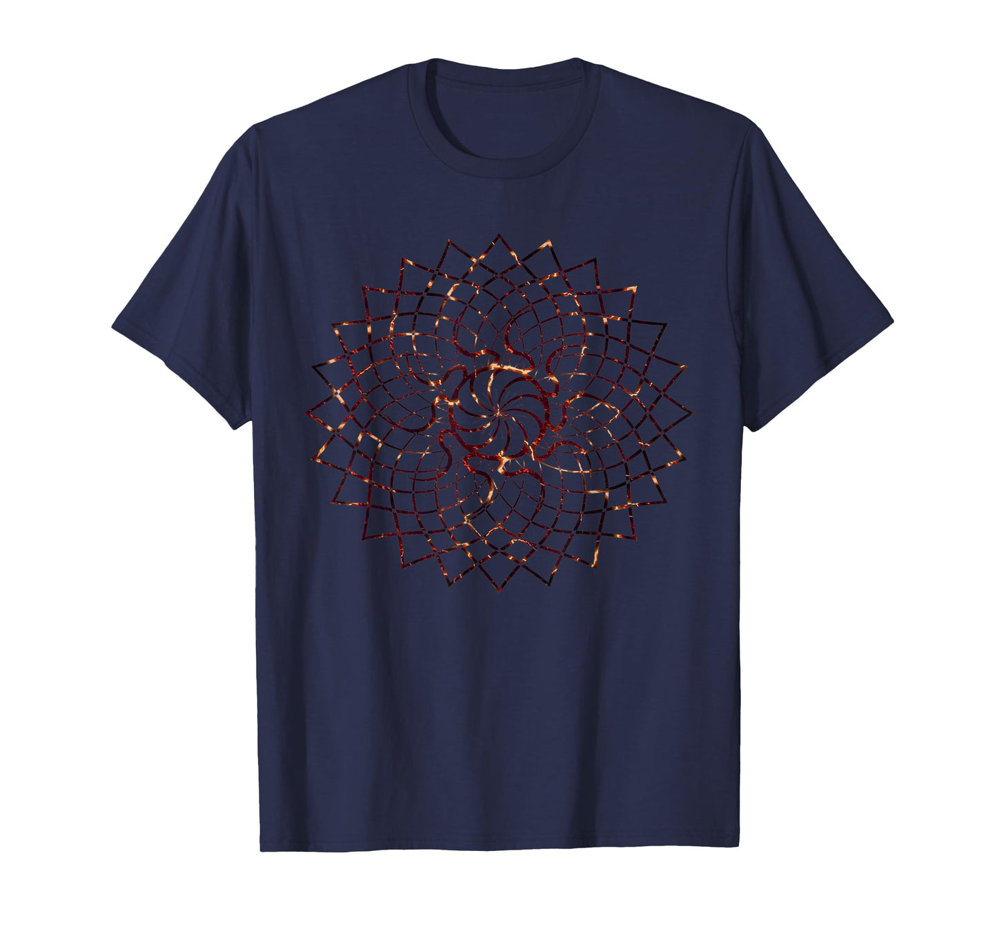 Red Lava Mandala Geometry Sacred Gaia Art Yoga Mantra T-Shirt