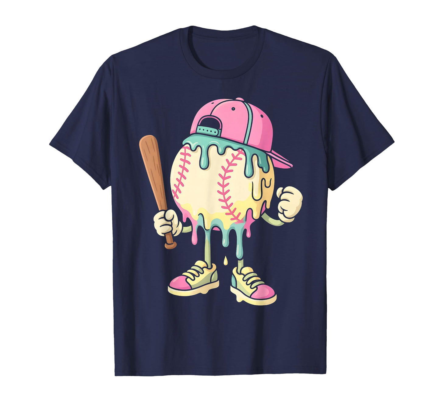 Ice Cream Drip Baseball Spots Baseball Drip For Girls T-Shirt