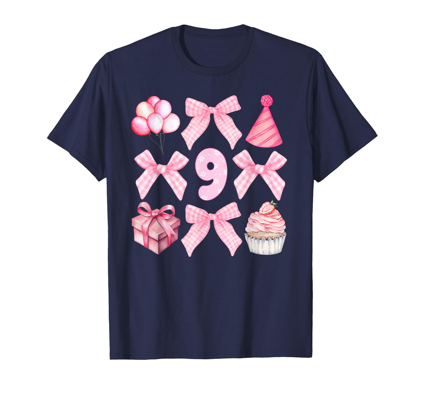 9th Coquette Birthday Party Nine Year Old Girl Coquette Bow T-Shirt