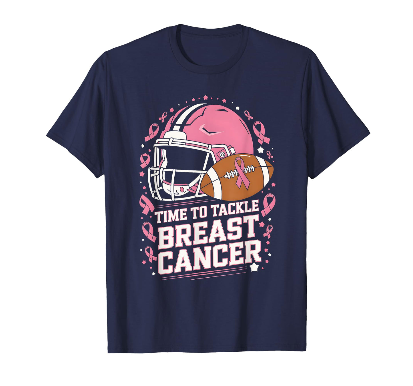 Tackle Football Breast Cancer Awareness Pink Ribbon Boys Kid T-Shirt