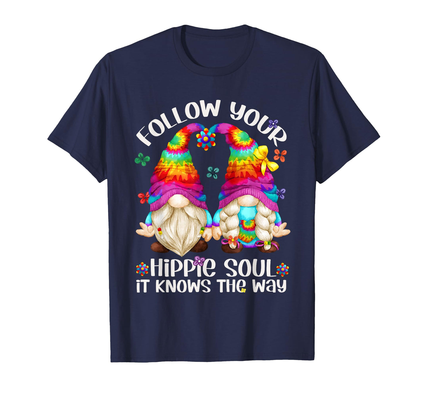 Hippie Soul Gnomies Makes Peace Sign - Cute Hippie Gnome T-Shirt
