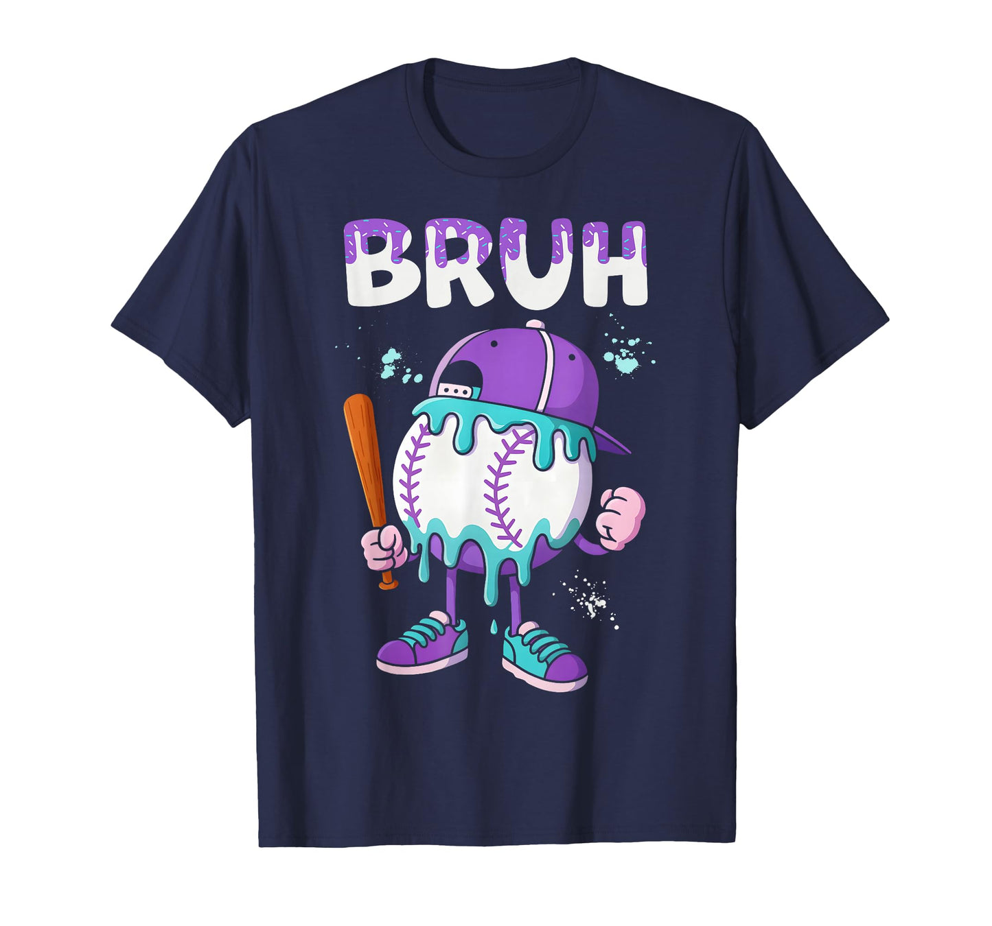Baseball Ice Cream Drip Youth Bruh Baseball For Girls & Boys T-Shirt