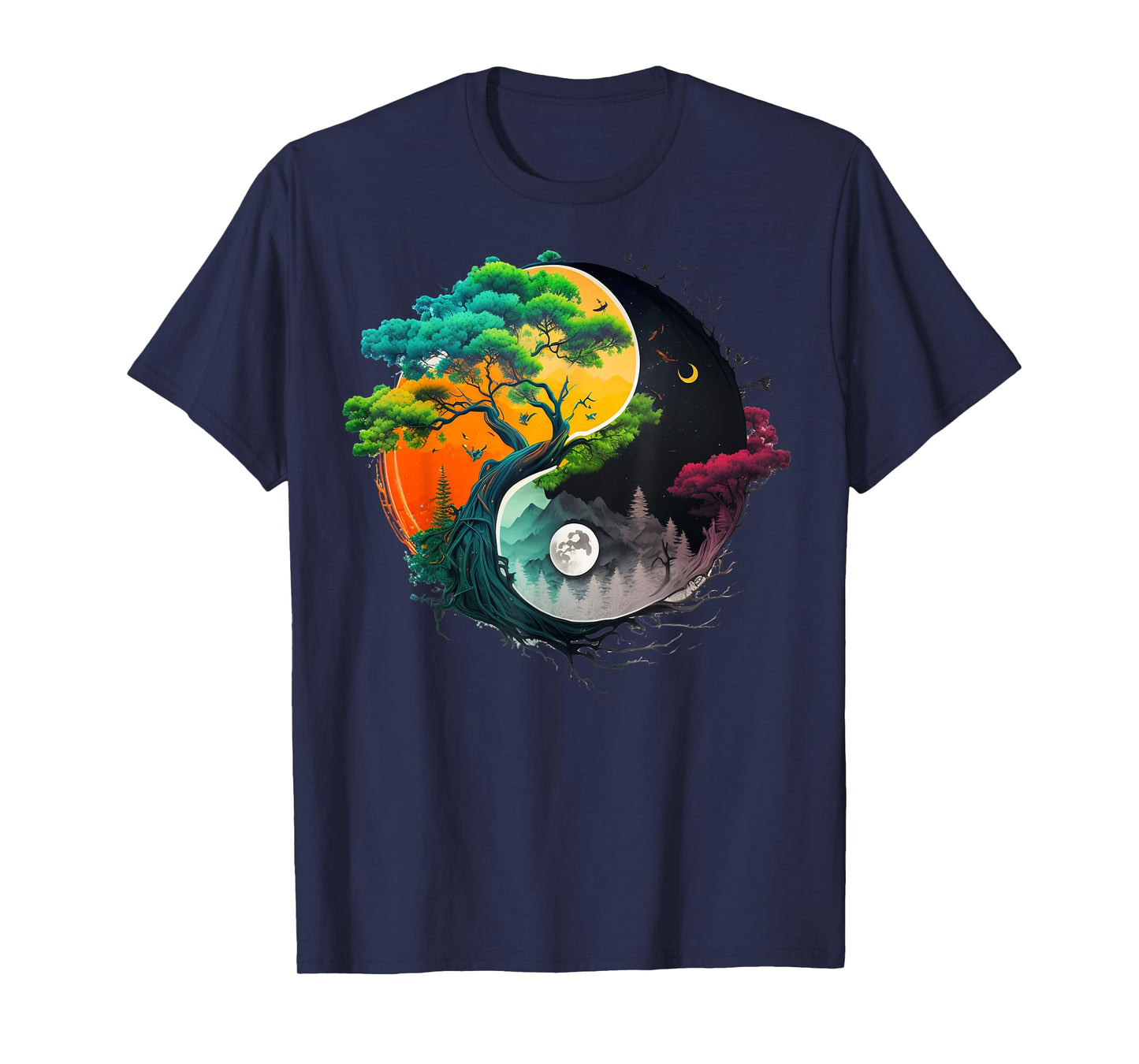 Nature Taoism Yin Yang Symbol on Zen Taijitu Yin Yang T-Shirt