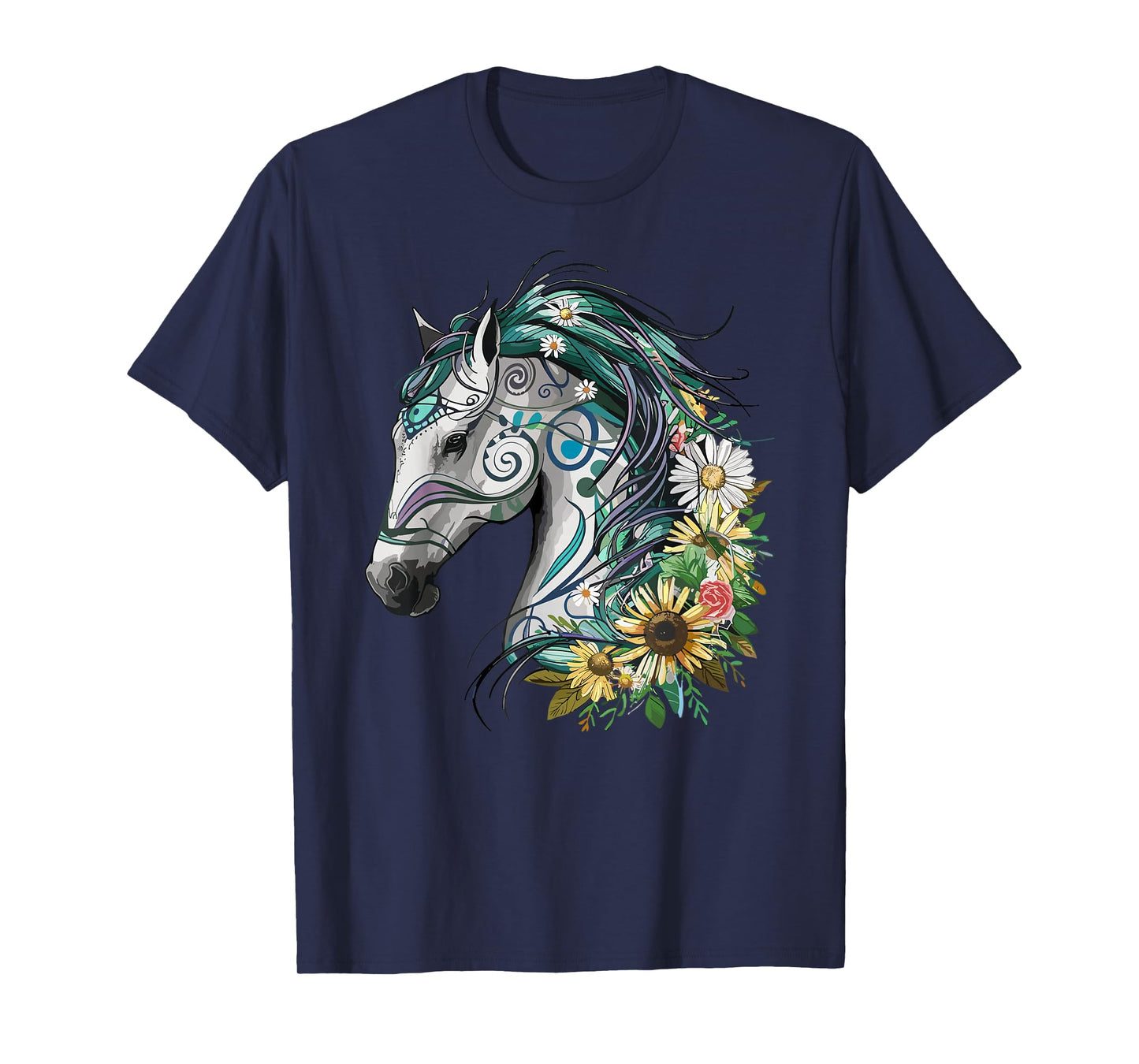 Horse Girl Beautiful Sunflower Horses Riding T-Shirt