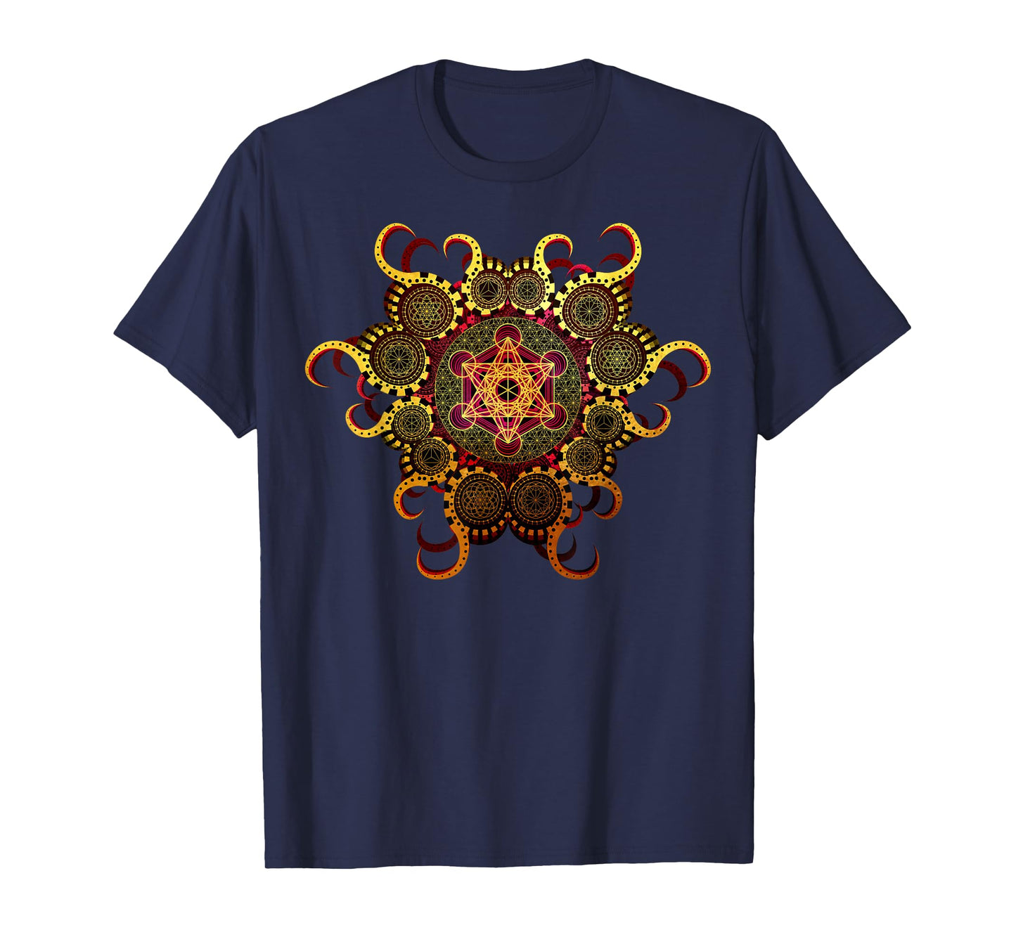 Gold Organic Merkaba Sacred Geometry Psychedelic Symmetry T-Shirt