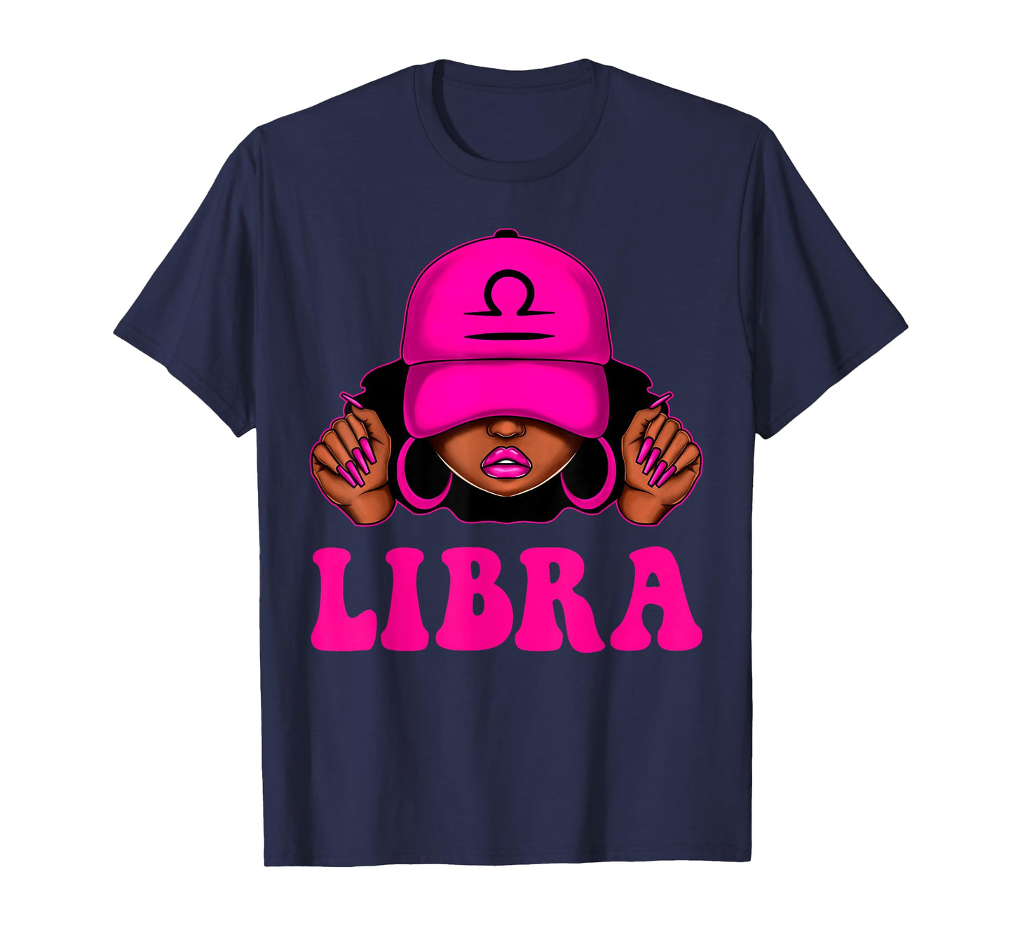 Libra Queen Sassy Black Woman Afro Girl Zodiac Birthday T-Shirt