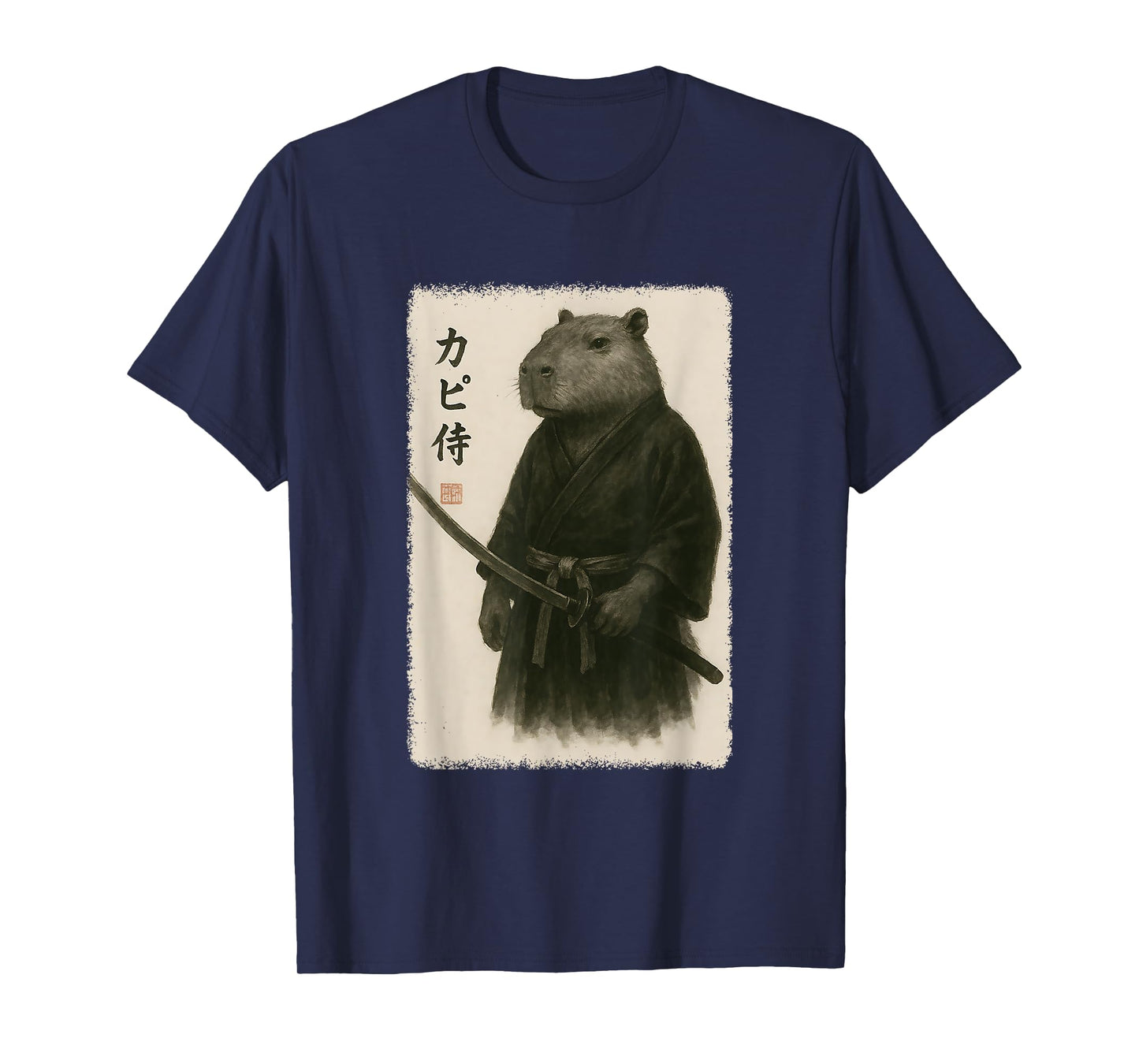 Samurai Capybara Funny Vintage Japanese Graphic Art T-Shirt