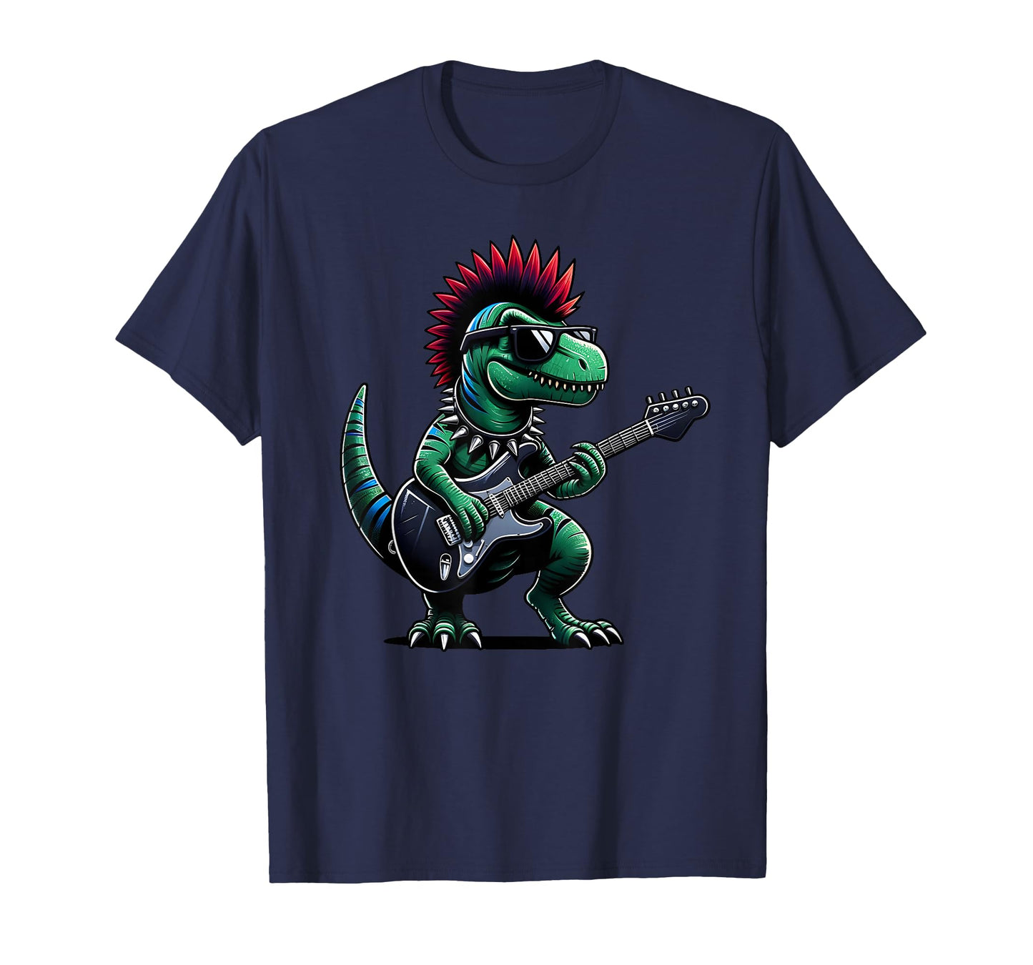 Cute Punk Dinosaur, Rock'n Roll Goth Dino, Guitar Band Funny T-Shirt