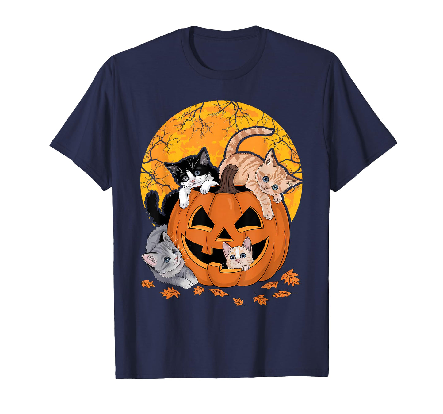 Vintage 90s Cat Pumpkin Halloween Retro Floral Spooky Season T-Shirt
