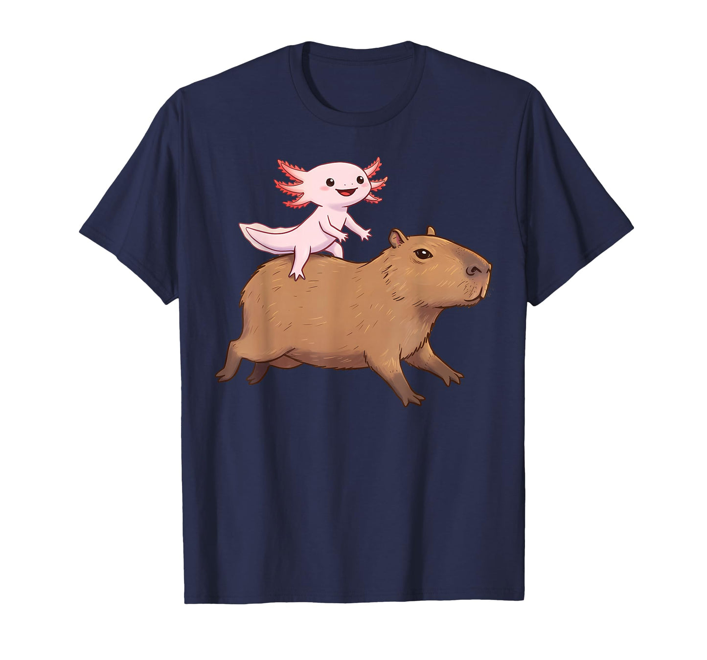 Funny Kawaii Axolotl and Capybara Lover Kids Girls Men Women T-Shirt