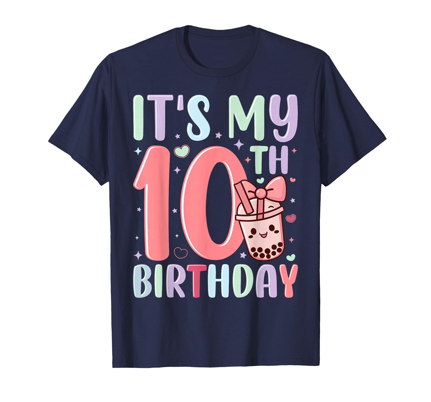 It's My 10th Birthday Bubble Boba Tea Party 10 Year Old Girl T-Shirt