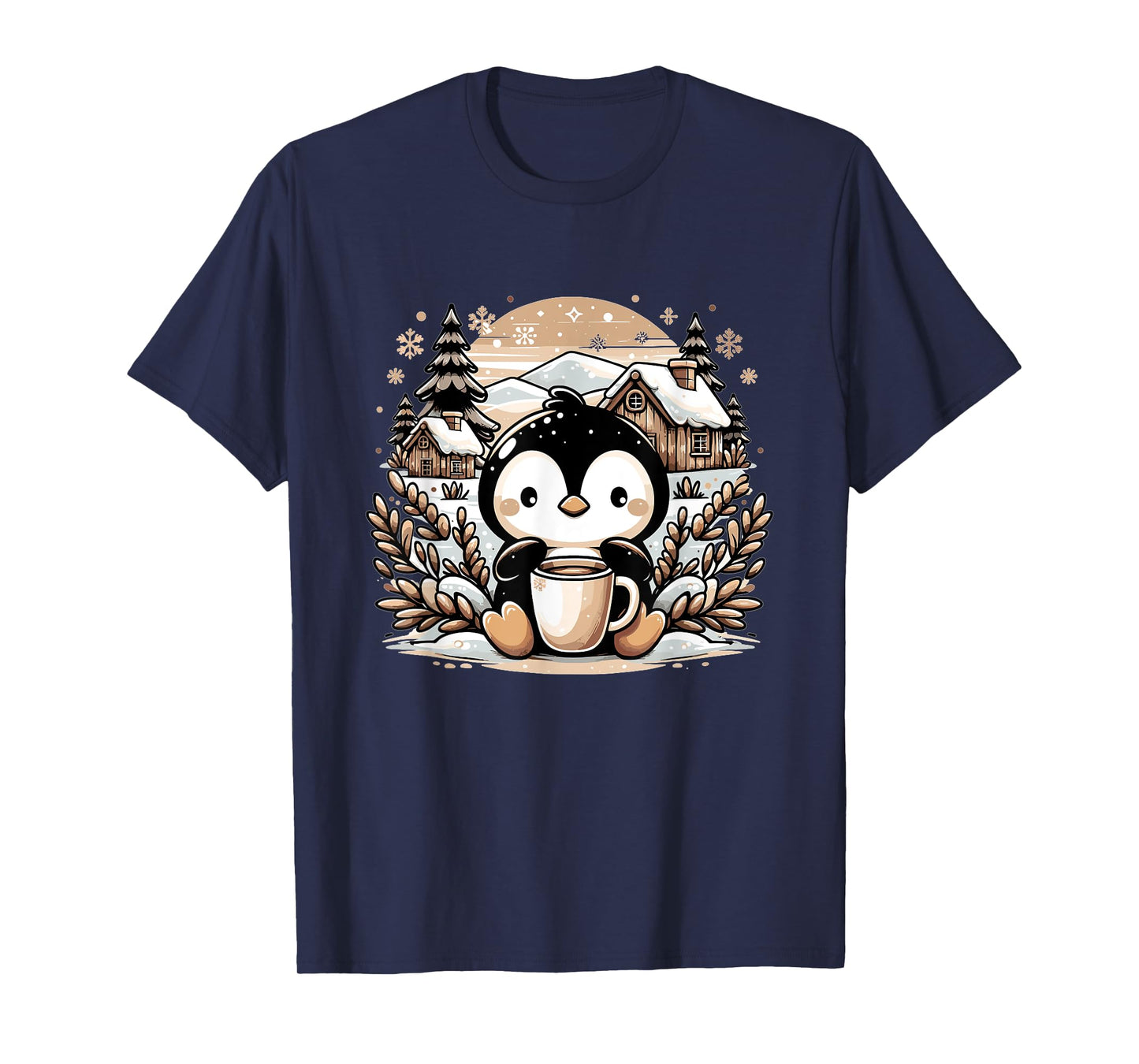 Penguin Coffee Winter Christmas Cute Funny Penguin T-Shirt
