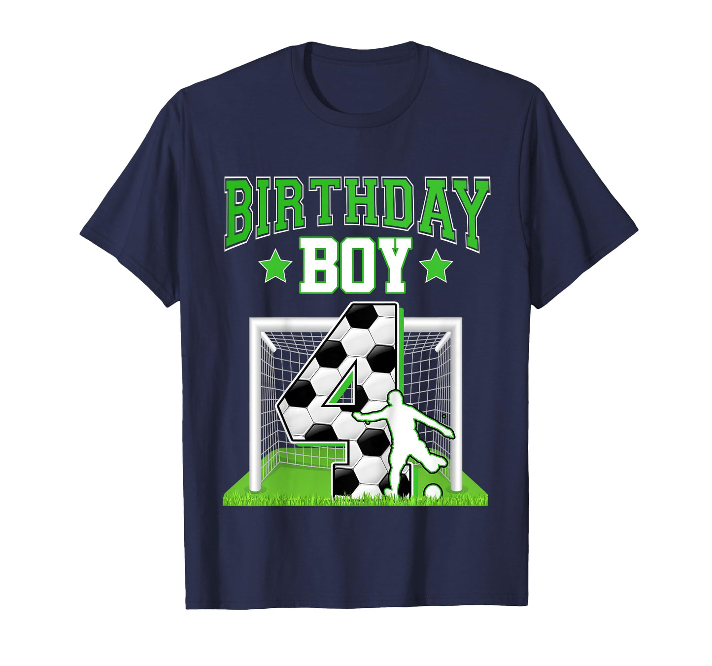 Kids Soccer Ball 4th Birthday Boy 4 Year Old Baller Player Party T-Shirt