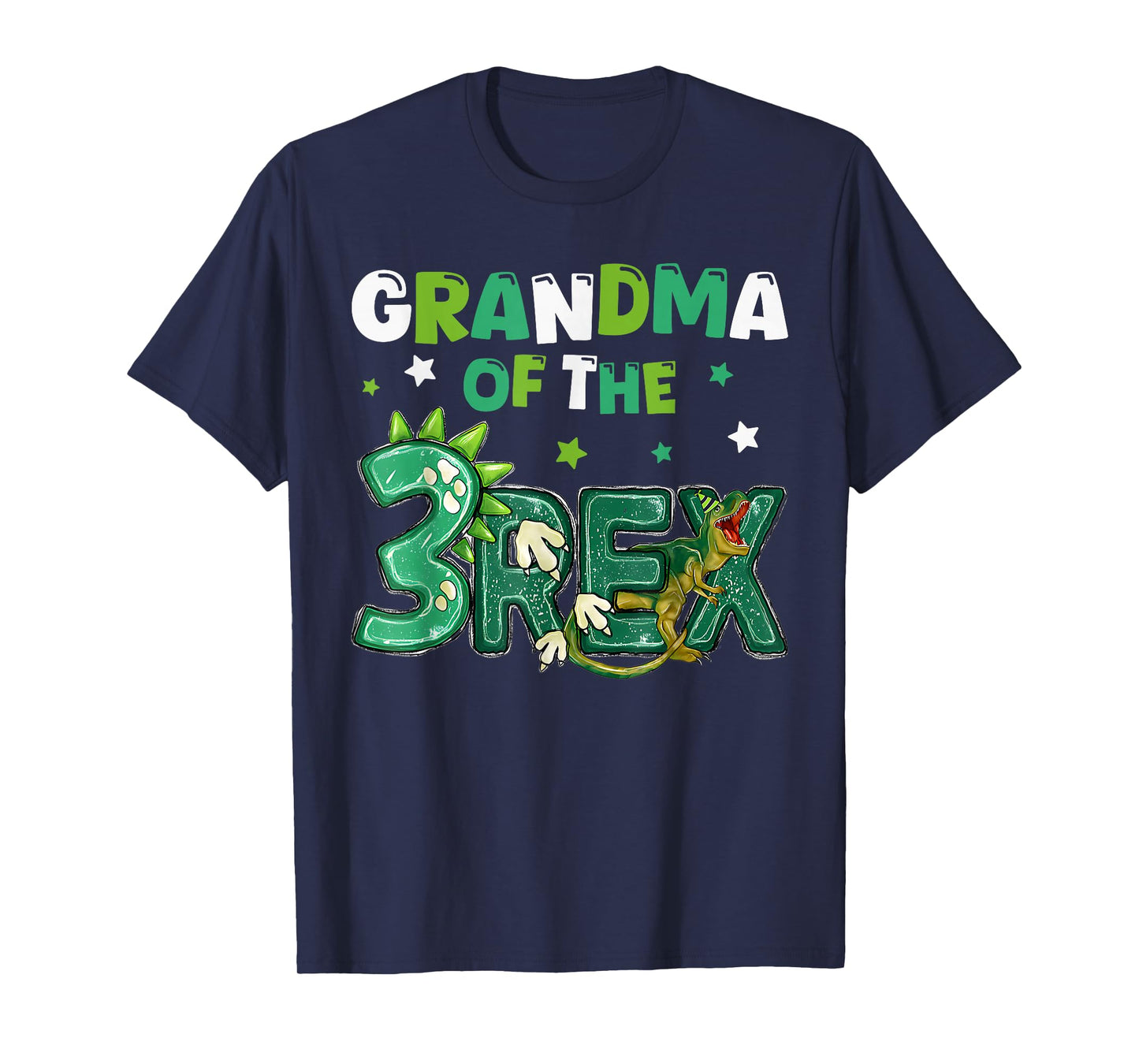 Grandma of the Three Rex Birthday Dinosaur Family Matching T-Shirt