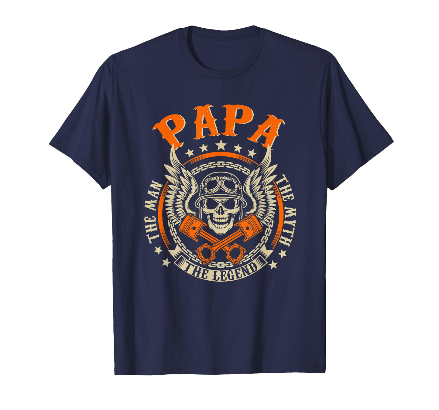 Vintage Biker Papa Motorcycles Biker For Fathers Day Mens T-Shirt