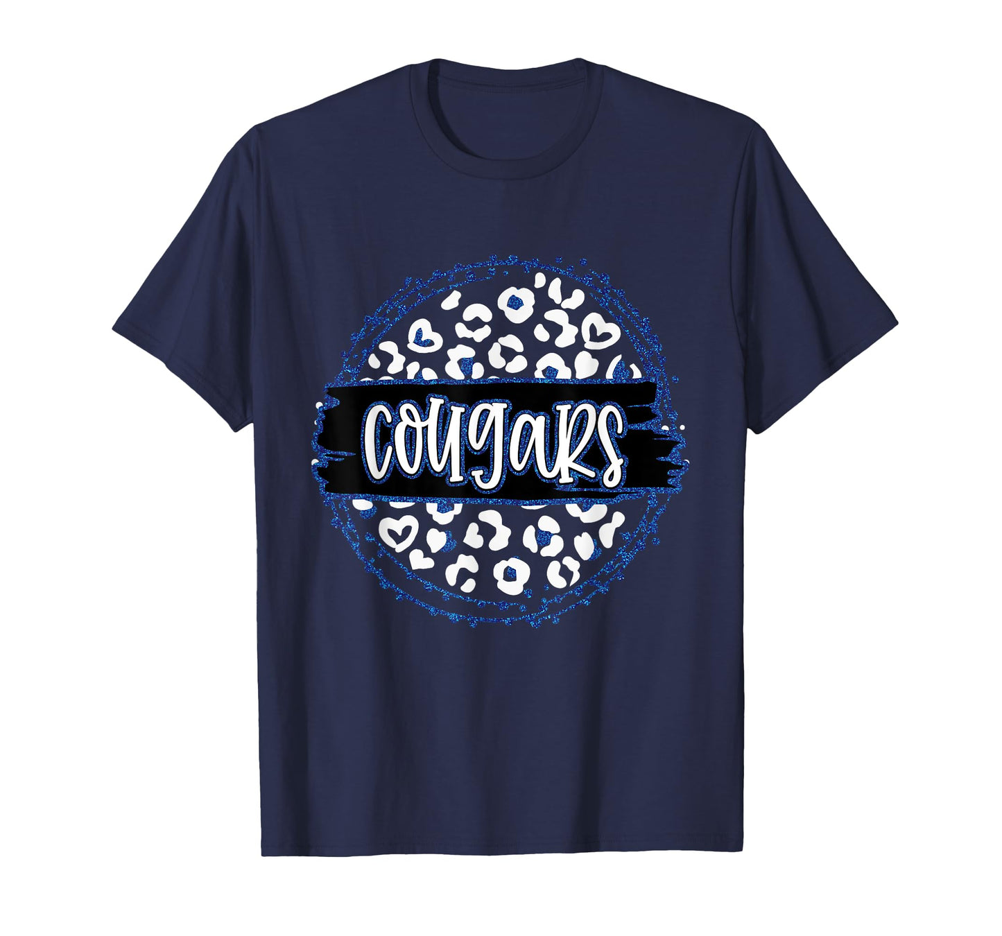 Cougars Blue Cheetah Leopard School Sports Fan Team Spirit T-Shirt