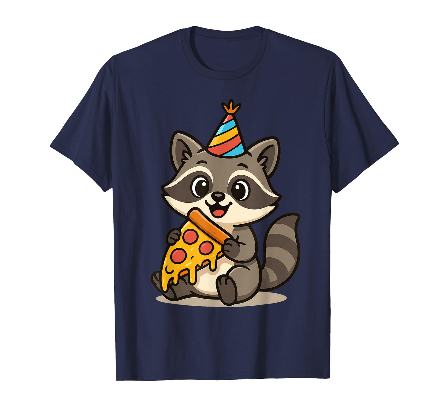 Birthday Raccoon Pizza Cute Kawaii Kids Birthday Party T-Shirt