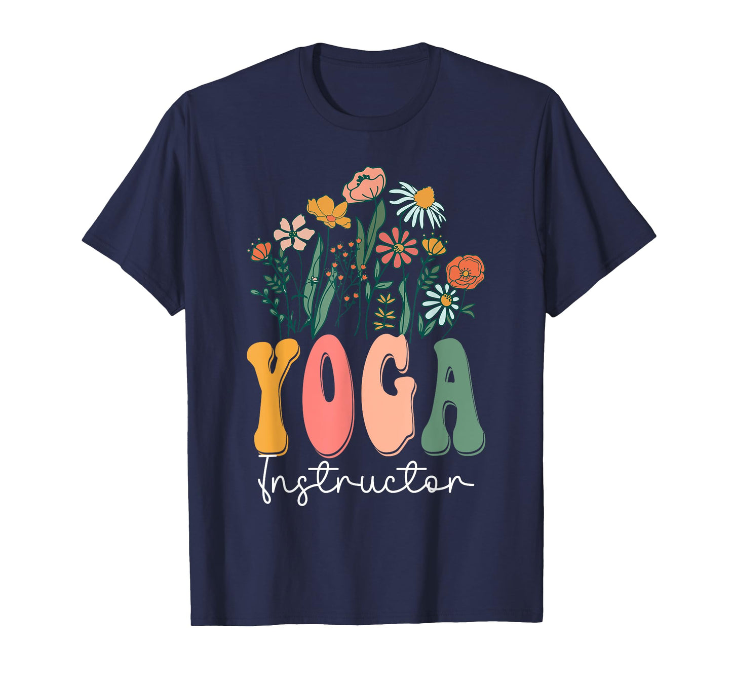 Retro Groovy floral Yoga Instructor Wildflower Tees For T-Shirt