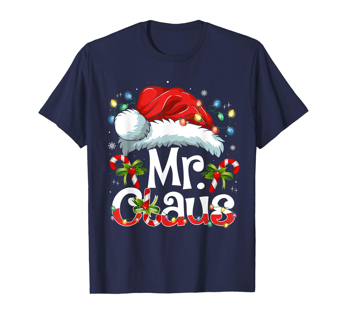 Mr and Mrs Claus Couples Matching Christmas Pajamas Santa T-Shirt