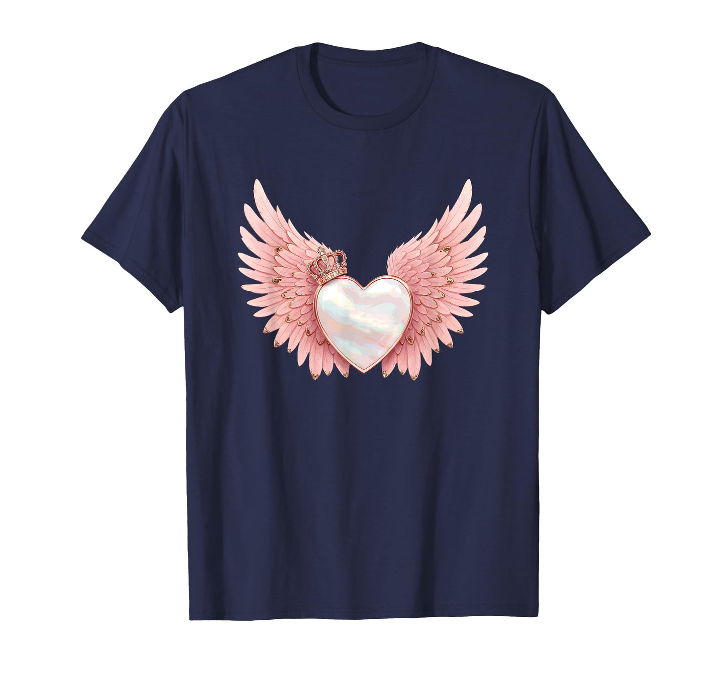 Angel Heart with Crown and Pink Wings T-Shirt