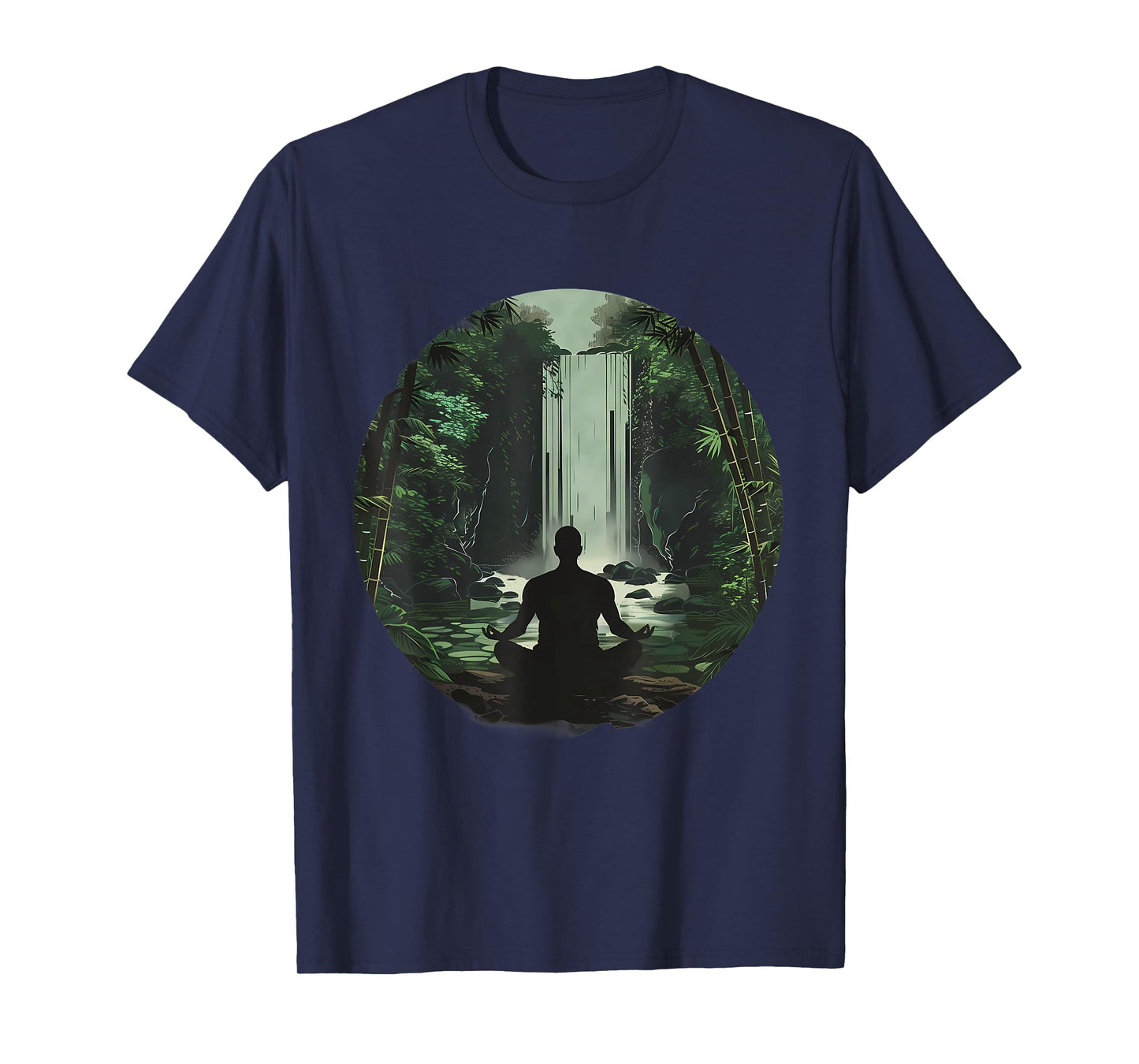 Meditation Zen Buddha Waterfall Buddhist Hindu Yoga Nature T-Shirt