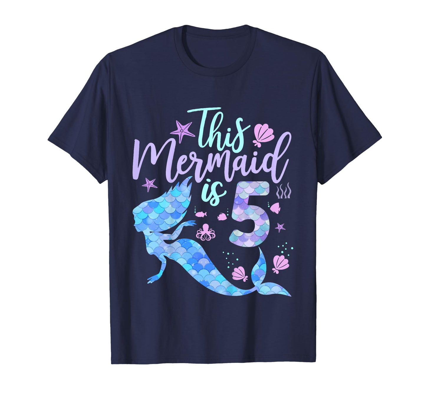 Kids This Mermaid is 5 Birthday Girls Mermaid T-Shirt