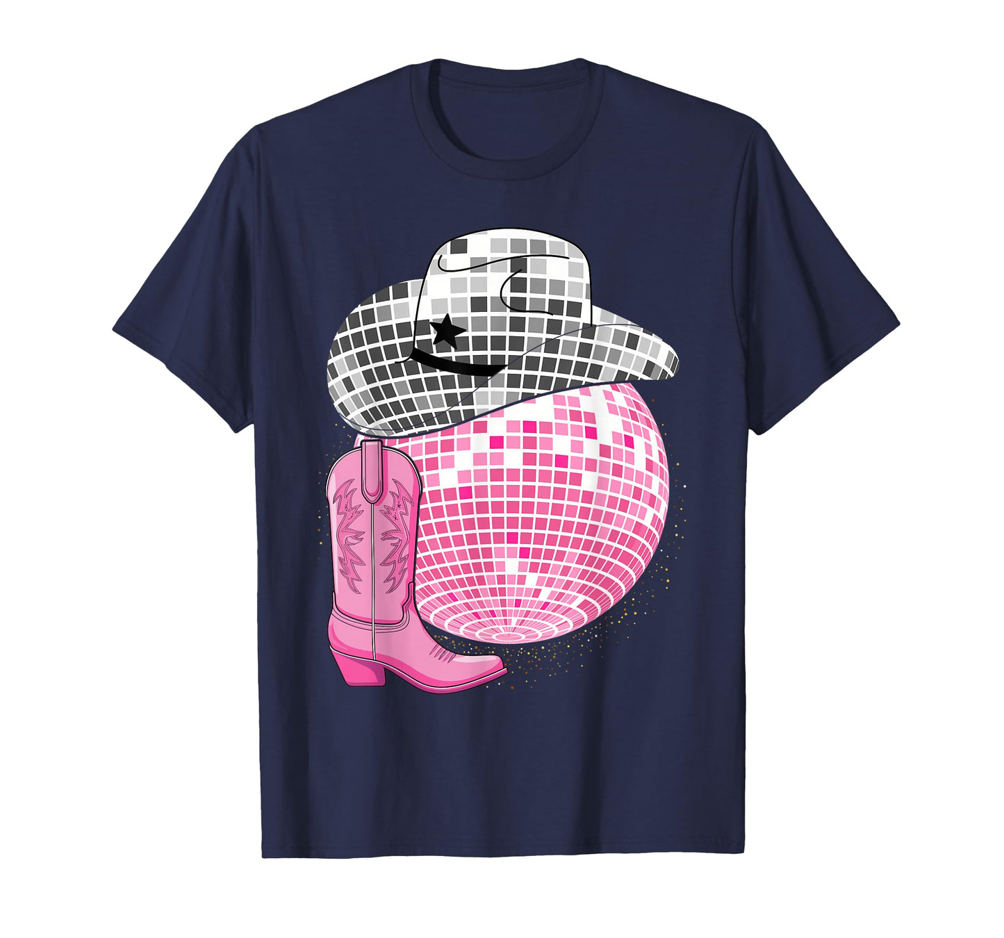 Cowgirl Pink Disco with Cowboy Hat Retro T-Shirt