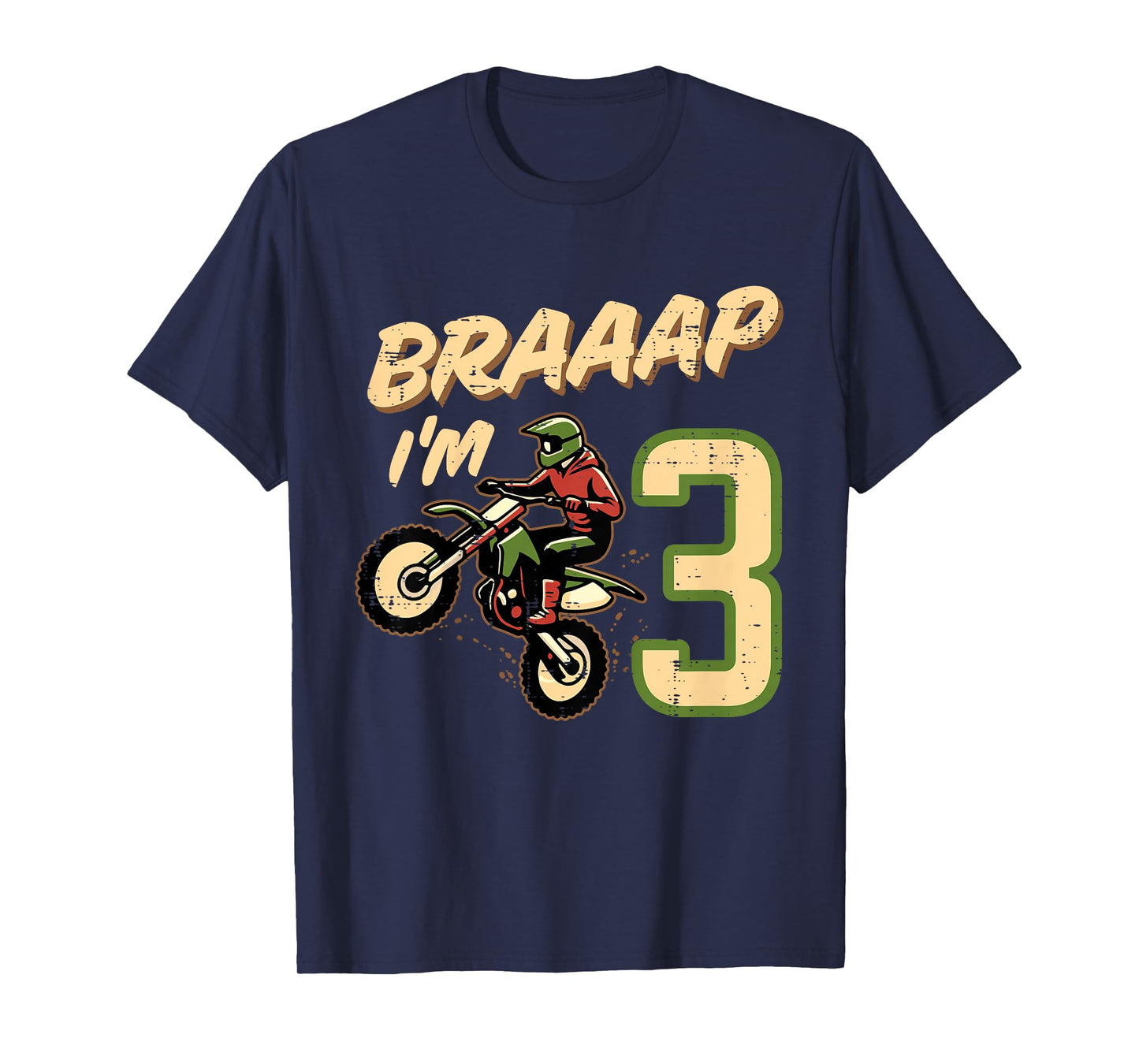 Kids Braaap Im 3 Dirt Bike 3rd Year Birthday Bday Motocross Boys T-Shirt