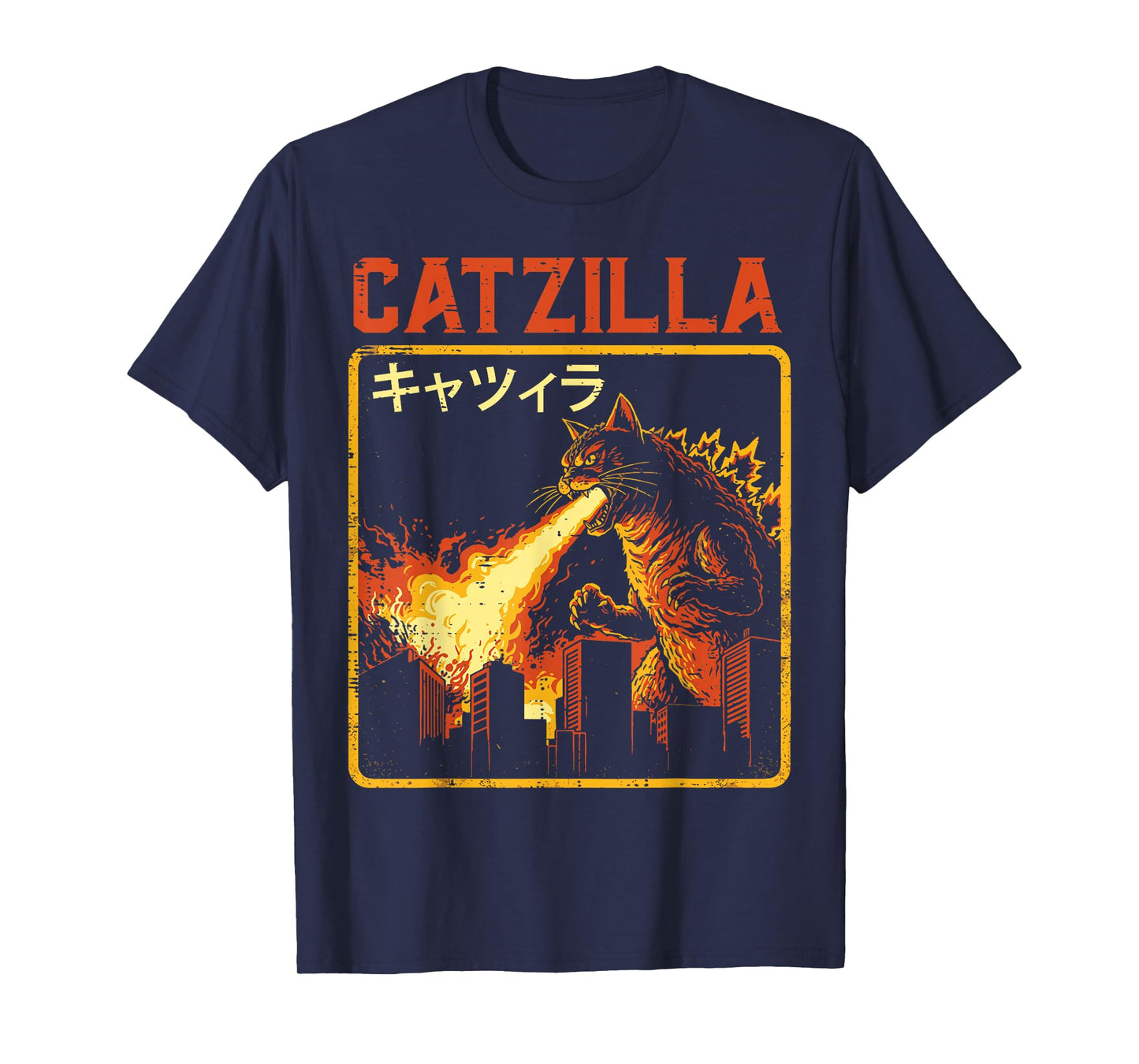 Catzilla Cat Monster Funny Japanese Parody Women Men Kids T-Shirt