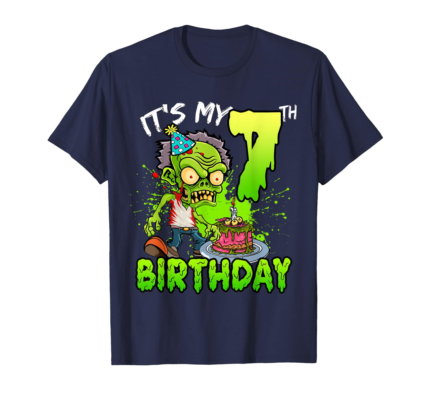 It's My 7th Birthday Zombie Lover 7 Year Old Boys Girls T-Shirt