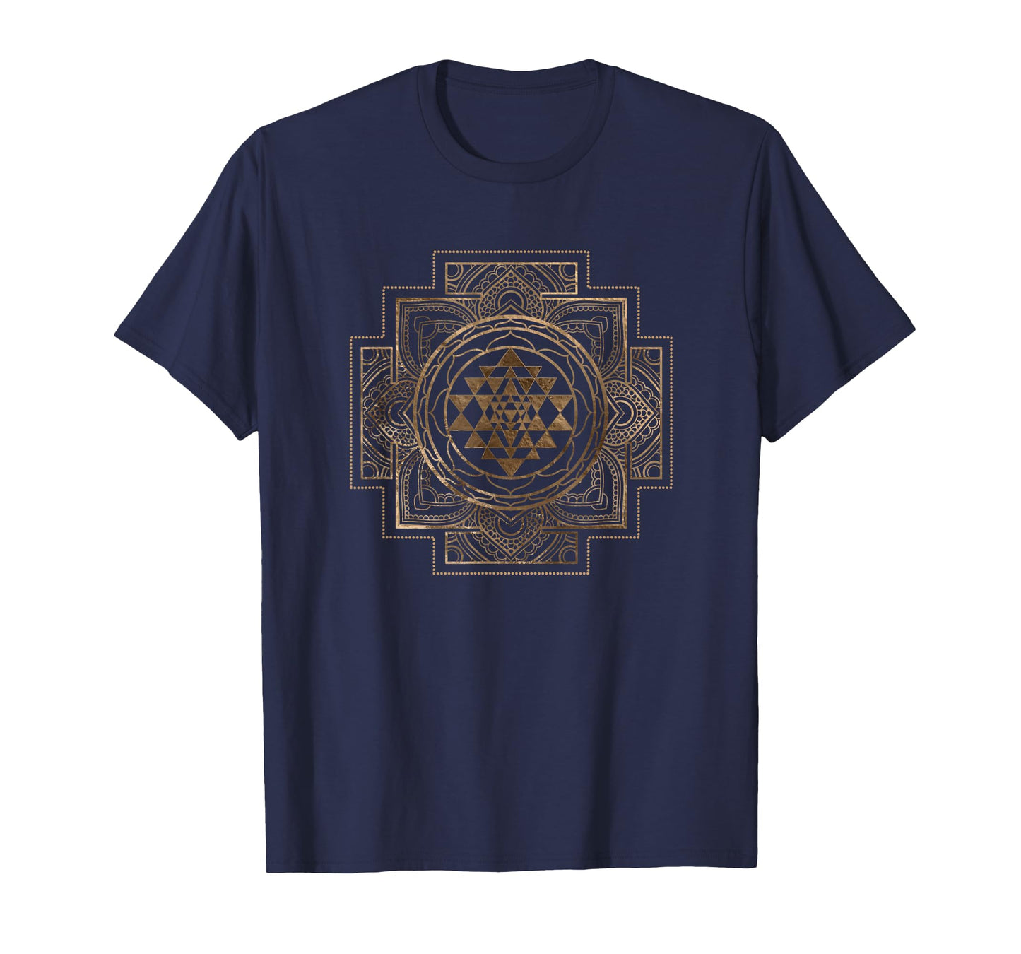 Creativemotions Women's Yoga School Modern Geometry Sri Yantra - Sri Chakra T-Shirt, Black, Small