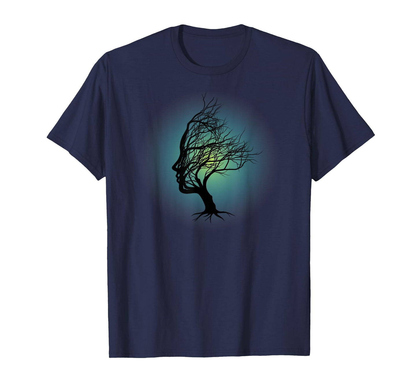 Surreal Tree Of Life Face Silhouette Spiritual Yoga Zen T-Shirt