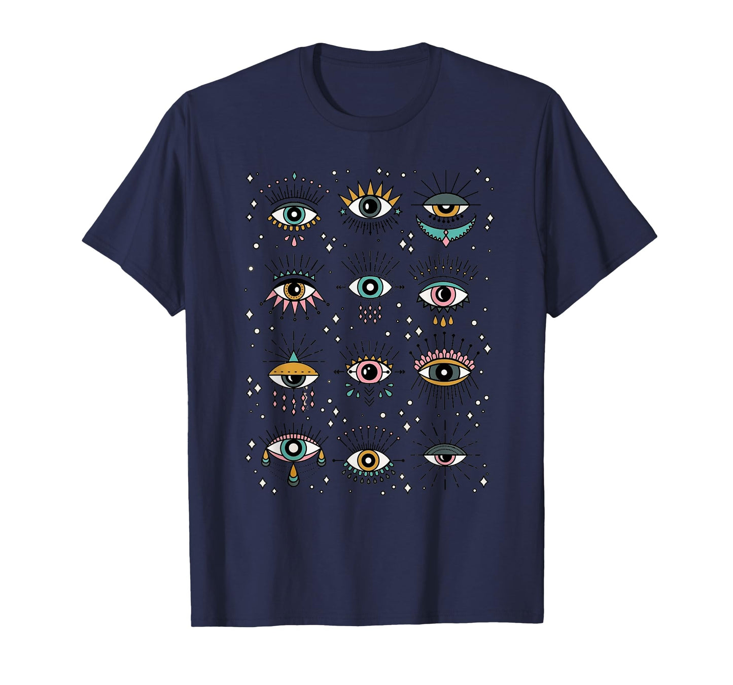 Colorful Squint And Closed Evil Eye Eyelashes Nazar Mati T-Shirt