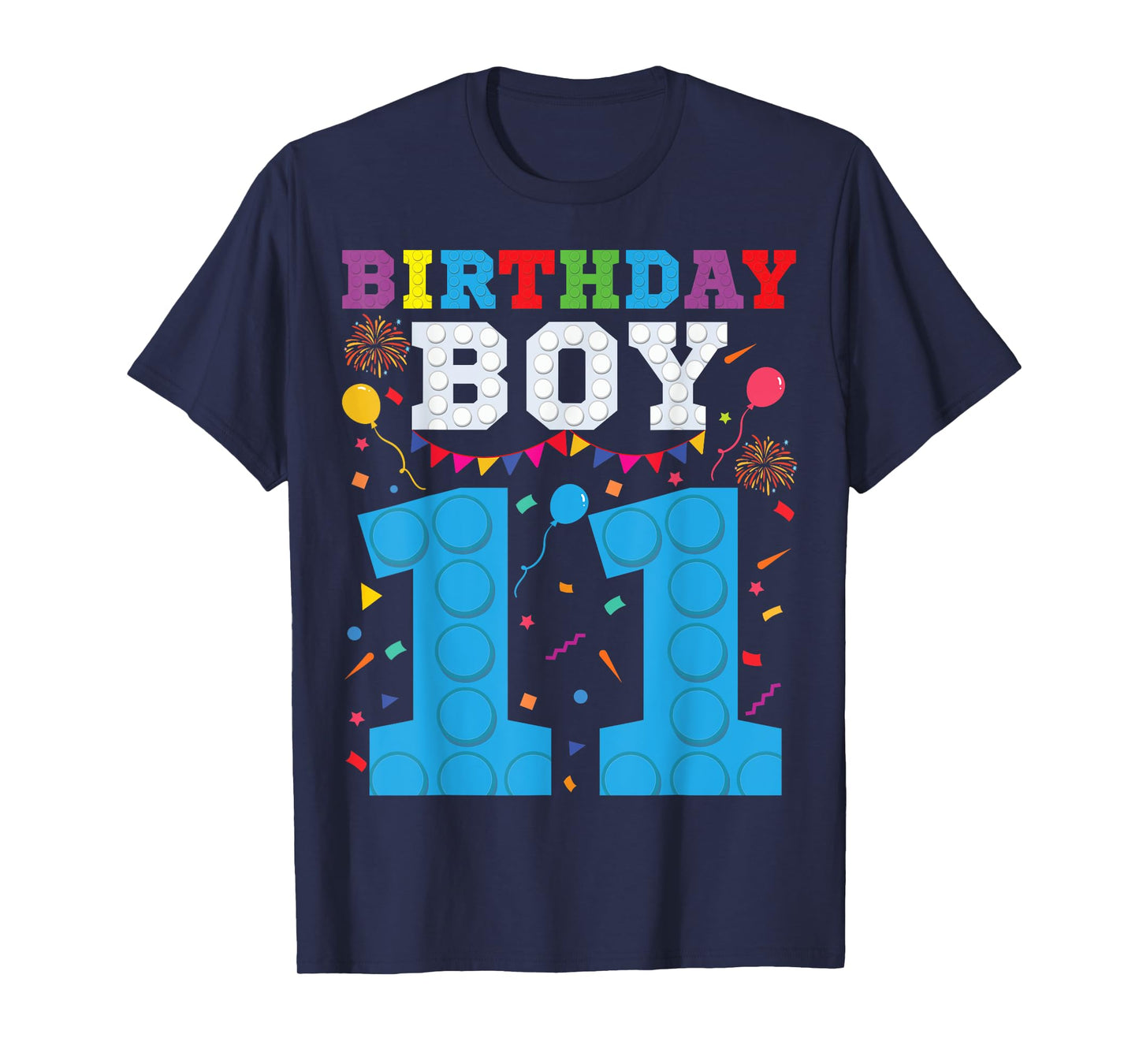 Kids 11 Year Old Building Blocks Family Matching 11 Birthday T-Shirt