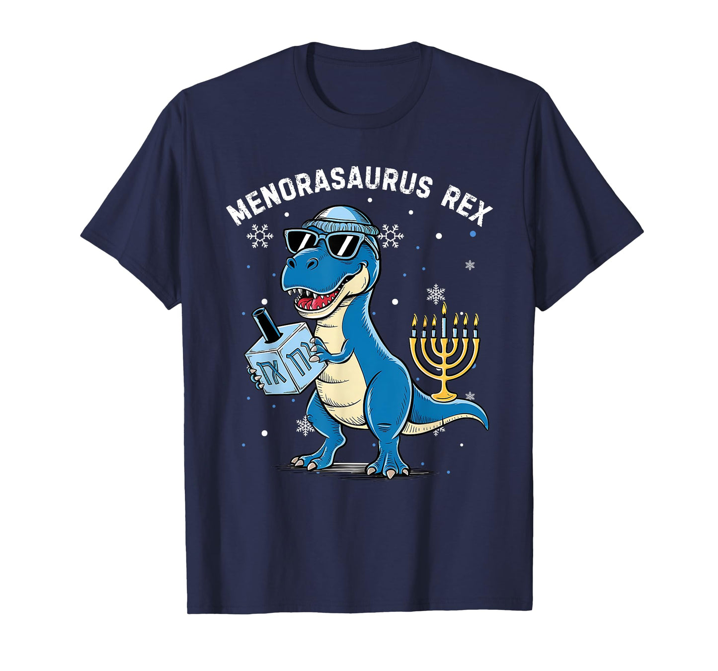 Menorasaurus Rex Hanukkah Funny Dinosaur Menorah Boys Kids T-Shirt