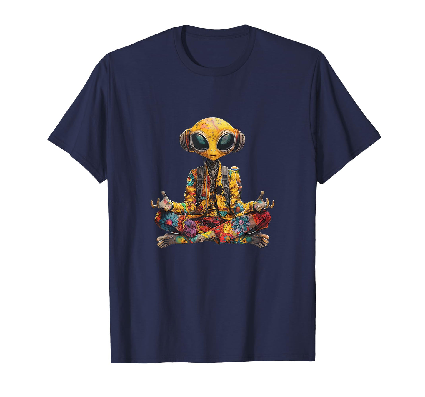 Funny Yoga Meditation Hippie Alien Tie-Dye Peace 70s Groovy T-Shirt
