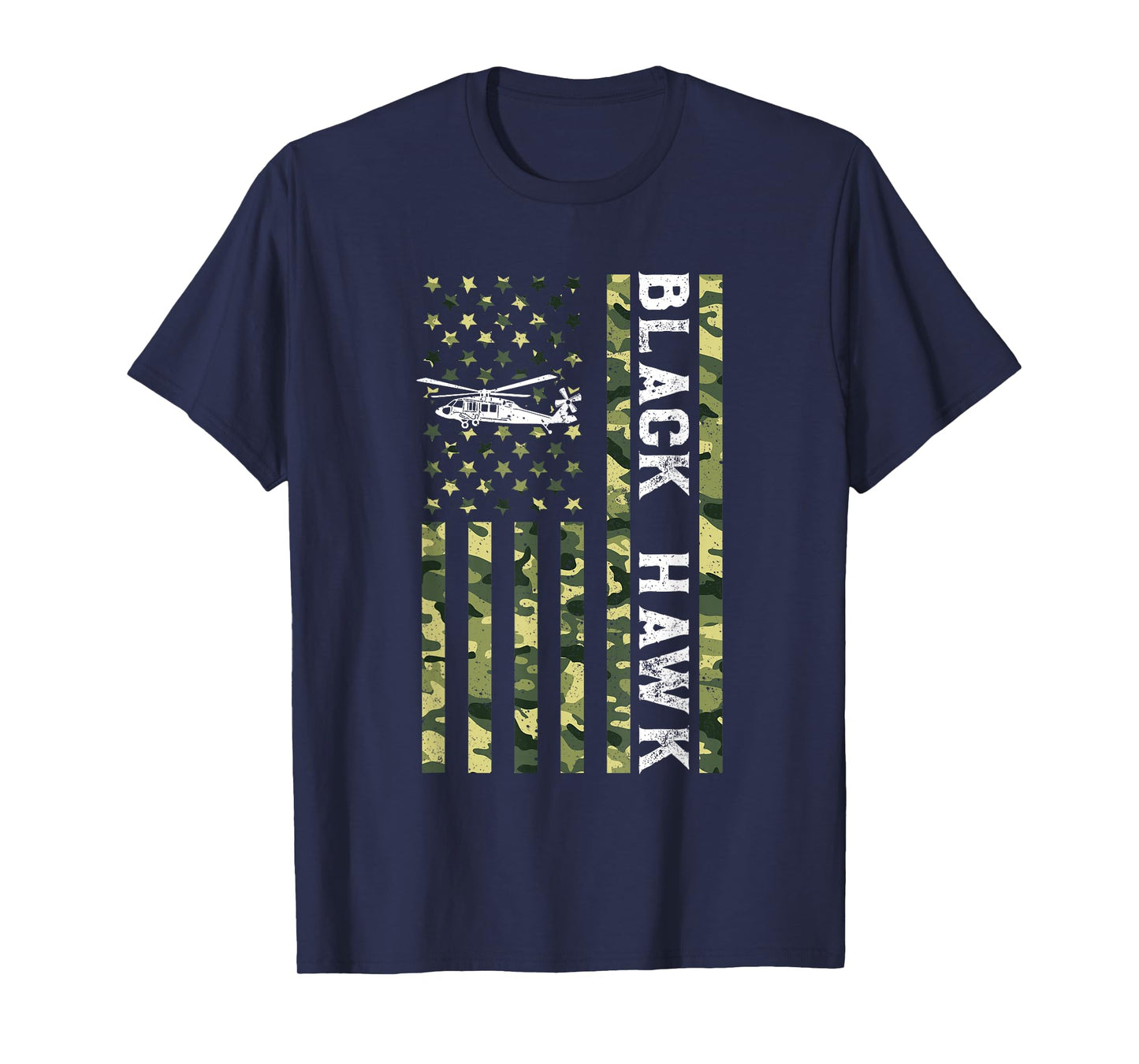 Patriotic USA Flag Military Helicopter UH-60 Black Hawk T-Shirt
