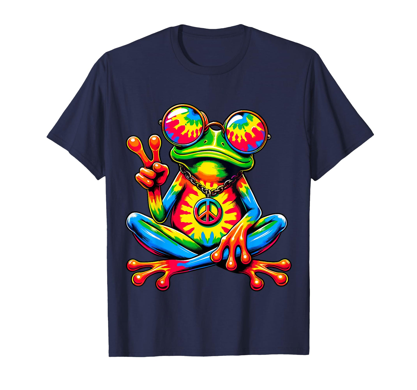 Tie-Dye Peace Frog Peace Sign Hippie T-Shirt