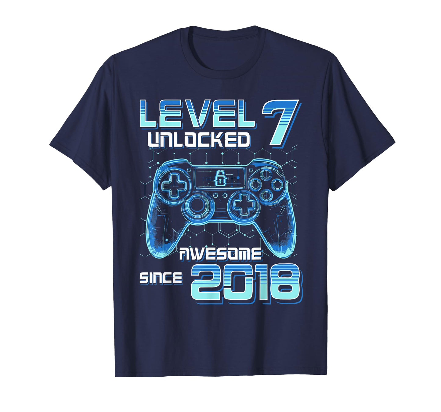 Level 7 Unlocked Video Game Party 7th Birthday Gamer Boys T-Shirt