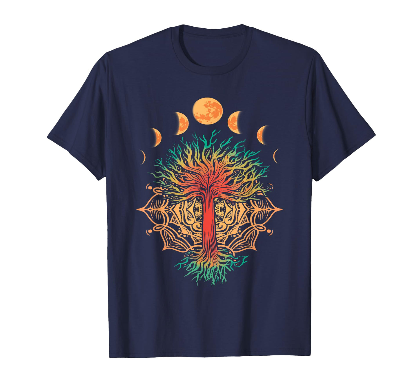 Moon Phases Tree of Life Retro Yoga Meditation Men women T-Shirt