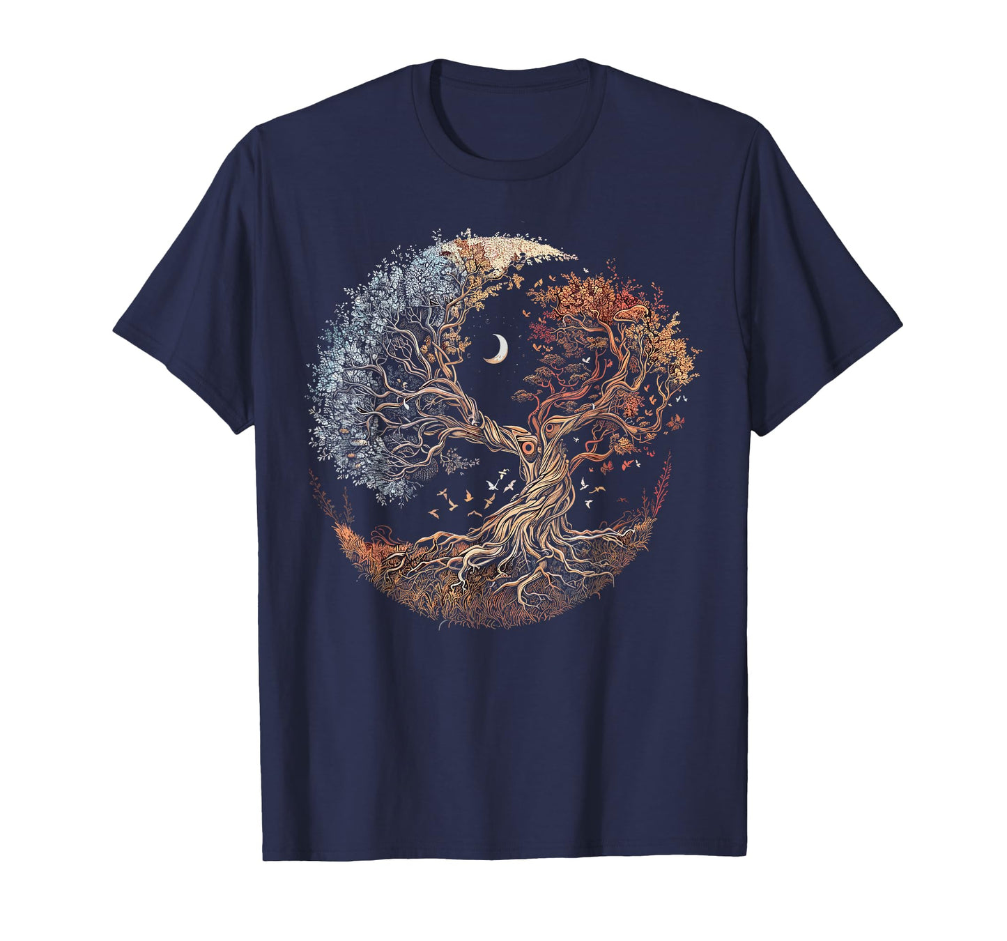 Tree Of Life Roots Nature Lover Crescent Moon Stars Graphic T-Shirt