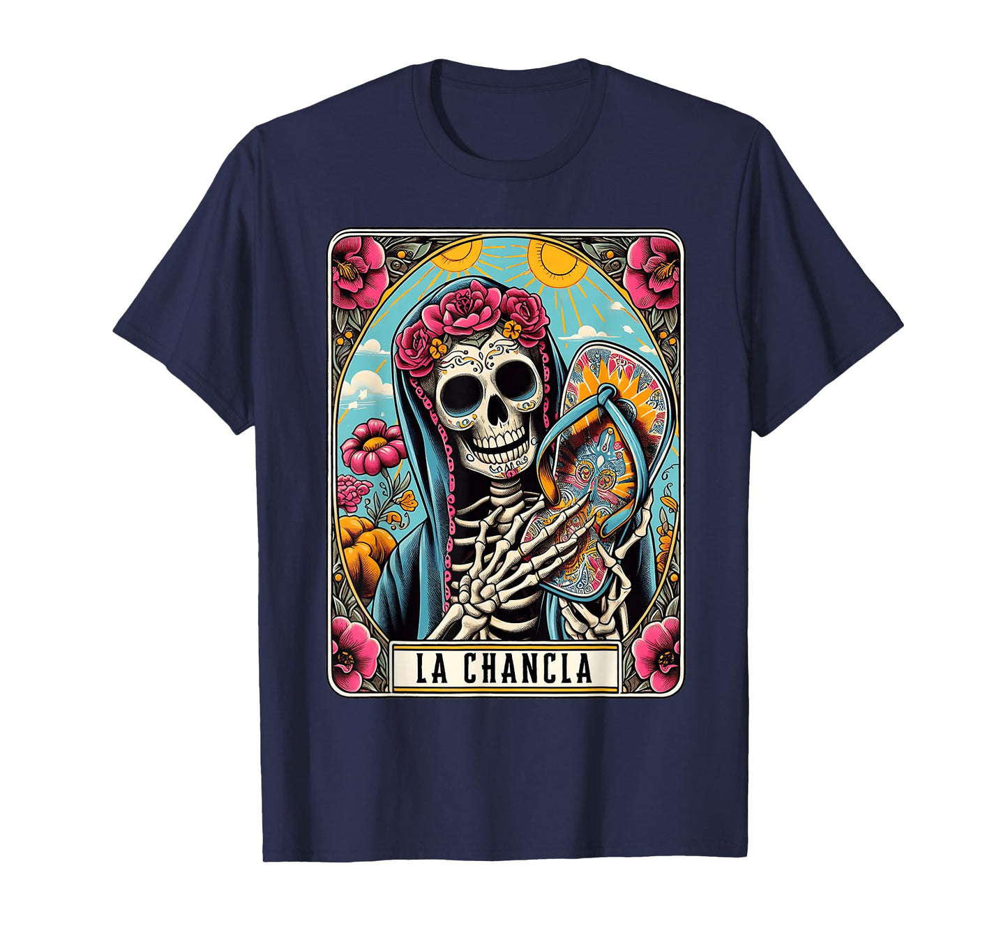 La Chancla Flip Flop Card Funny Mexican Mom Tarot Card T-Shirt